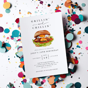 Invitation Grillin' et Chillin' Burger fête d'anniversaire