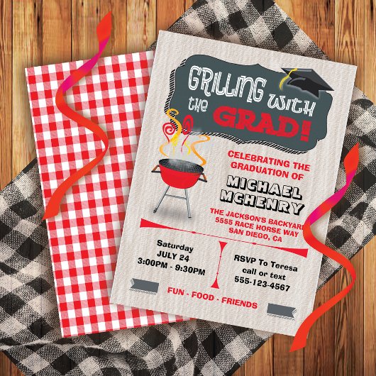 Invitation Grilling avec Grad BBQ Grad Graduation Party
