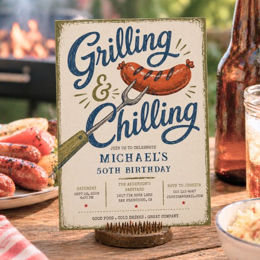 Invitation Grilling & Chilling BBQ 50th Birthday