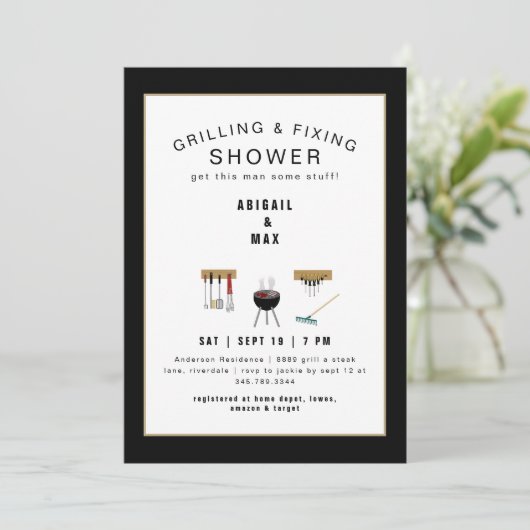 Invitation Grilling & Fixation Couples Black Shower Invitatio (Debout devant)