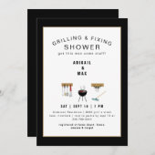 Invitation Grilling & Fixation Couples Black Shower Invitatio (Devant / Derrière)
