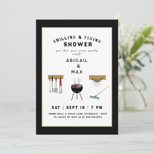 Invitation Grilling & Fixation Couples Black Shower Invitatio (Debout devant)