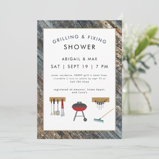 Invitation Grilling & Fixin Couples Wedding Shower III (Debout devant)