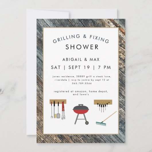 Invitation Grilling & Fixin Couples Wedding Shower  Invitatio (Devant)