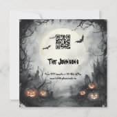 Invitation Grim fête d'Halloween avec Jack-o-Lanterns & Bats (Dos)