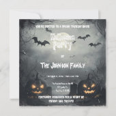 Invitation Grim fête d'Halloween avec Jack-o-Lanterns & Bats (Devant)
