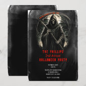 Invitation Grim Reaper Black Grunge Halloween Costume Party (Devant / Derrière)
