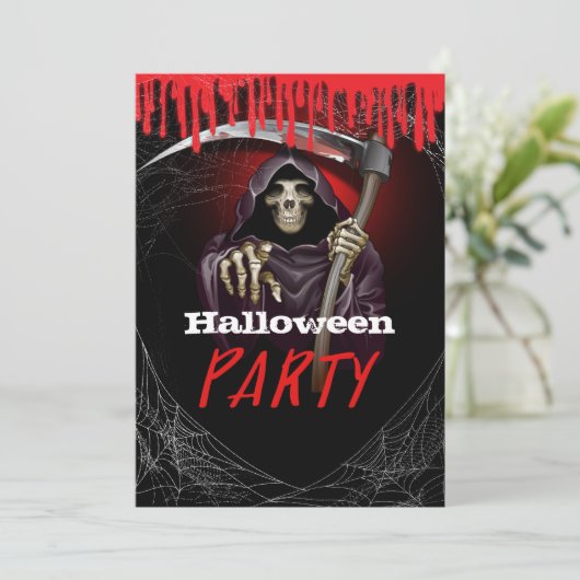 Invitation Grim Reaper Bloody Halloween Party (Debout devant)