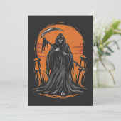 Invitation Grim Reaper Cartoon in Sunset Graveyard (Debout devant)