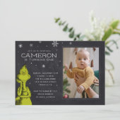 Invitation Grinch Chalkboard Anniversaire (Debout devant)