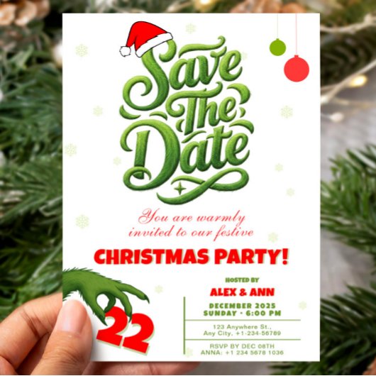 Invitation Grinch Style Christmas Party Save the Date