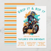 Invitation Grip It & Rip It! Motocross, Vélo Dirt Anniversair (Devant / Derrière)