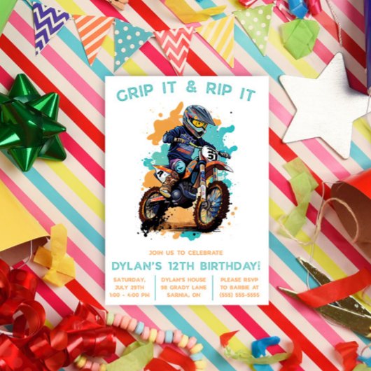 Invitation Grip It & Rip It! Motocross, Vélo Dirt Anniversair
