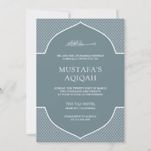 Invitation Gris ardoise Aqiqah islamique musulman marocain