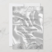 Invitation Gris Argent Agate Blanc Soie Mariage (Devant)