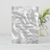 Invitation Gris Argent Agate Blanc Soie Mariage (Debout devant)