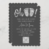 Invitation Gris Argent Parties scintillant Pieds bébé fille g (Devant / Derrière)