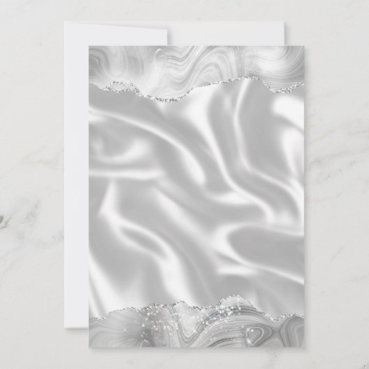 Invitation Gris argenté Agate blanc Mariage de soie (Dos)