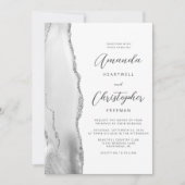 Invitation Gris argenté Agate QR Code Mariage (Devant)