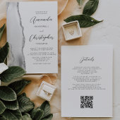 Invitation Gris argenté Agate QR Code Mariage