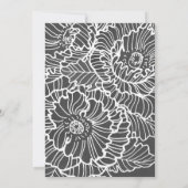 Invitation Gris au charbon de bois avec fleurs de pavot à lin (Dos)