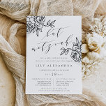 Invitation Gris | Bat mitzvah de jardin secret<br><div class="desc">Simple et élégante invitation bat mitzvah de chic lettrage de calligraphie moderne off-black, flanqué d'illustrations florale de style vintage sur un simple lavage de douce aquarelle pastel gris. Personnalisez avec votre cérémonie de bat mitzvah et les détails de la fête en dessous. Customisez le type de papier ou la forme...</div>