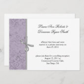 Invitation Gris Blanc Damassé Mariage Violet Clair (Devant / Derrière)
