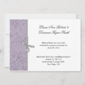 Invitation Gris Blanc Damassé Mariage Violet Clair (Devant)