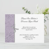 Invitation Gris Blanc Damassé Violet Clair Mariage (Debout devant)