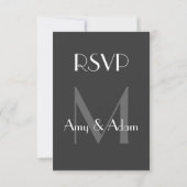 Invitation Gris Blanc Mariage Moderne Monogramme RSVP (Dos)
