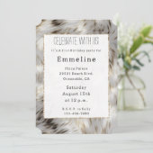 Invitation Gris Blanc Or Faux Fur (Debout devant)