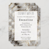 Invitation Gris Blanc Or Faux Fur (Devant / Derrière)