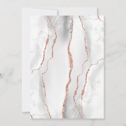 Invitation Gris Blanc Rose Or Agate foncé 50e anniversaire (Dos)