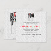 Invitation Gris Blanc & Rouge Mariage des couples homosexuels (Devant / Derrière)
