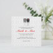Invitation Gris Blanc & Rouge Mariage des couples homosexuels (Debout devant)