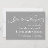 Invitation Gris Blanc Simple Script Moderne Mariage Invitatio (Devant)