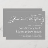 Invitation Gris Blanc Simple Script Moderne Mariage Invitatio (Devant / Derrière)