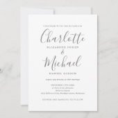 Invitation Gris Blanc Simple Tout en un Mariage de script chi (Devant)