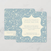Invitation Gris bleu poussiéreux et réception seulement flora (Devant / Derrière)