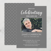 Invitation Gris Célébration de la vie Photo Mémorial Invitati (Devant / Derrière)