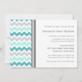 Invitation Gris Chevron d'Aqua d'invitations de la Réunion de (Dos)