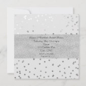 Invitation Gris clair et argenté pailleté confettis points mo (Dos)