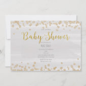 Invitation Gris clair et doré saupoudrer bébé douche Invitati (Devant)
