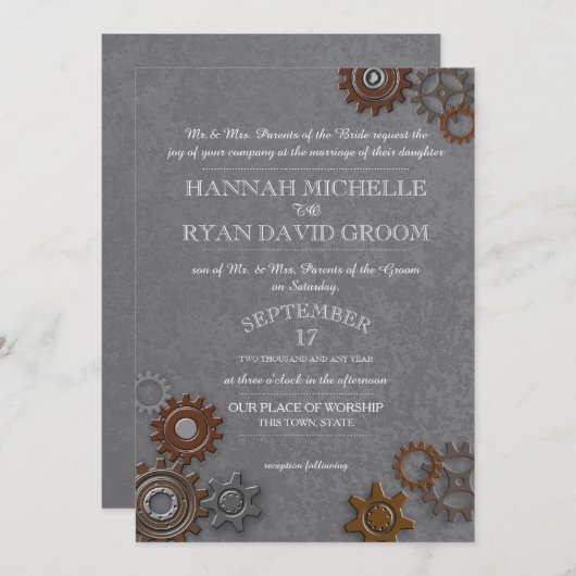 Invitation Gris d'acier industriel (Devant / Derrière)