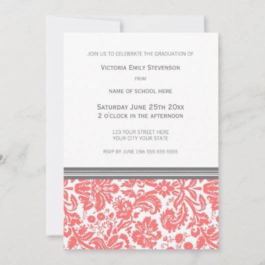 Invitation Gris de corail d'invitation faite sur commande de (Dos)