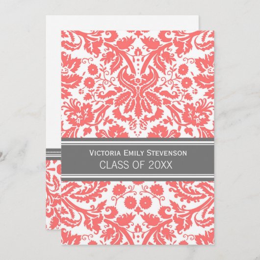 Invitation Gris de corail d'invitation faite sur commande de (Devant / Derrière)