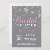 Invitation Gris de flocon de neige de rose de Fête de la (Devant)