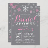 Invitation Gris de flocon de neige de rose de Fête de la (Devant / Derrière)