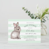 Invitation Gris de Mint Gris Gris Grains Bunny Baby shower In (Debout devant)