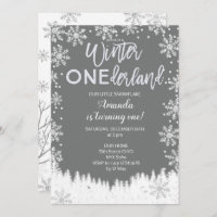 Gris d'invitation d'anniversaire de neige